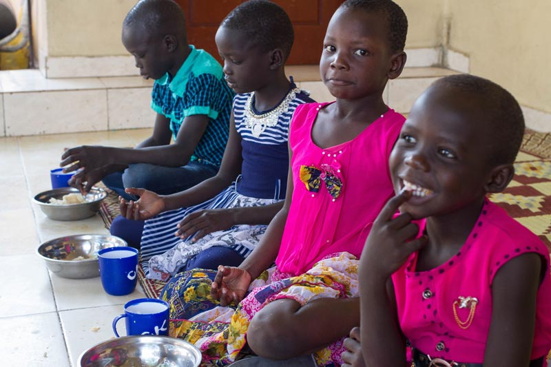 Children eating lunch in the SOS Children's VIllage in Juba, South Sudan