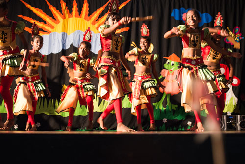 Children performing a dance show in Monaragala, Sri Lanka