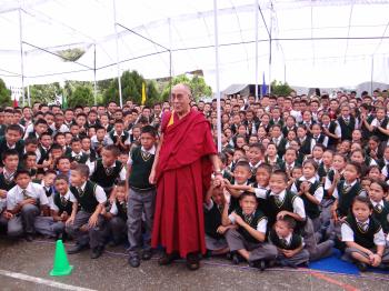 Dalai Lama with SOS children in Tebet