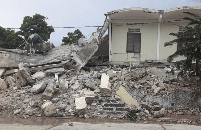 Damage from earthquake in Les Cayes Haiti