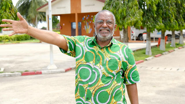 Raphael Adou showing the SOS village in Abobo-Gare