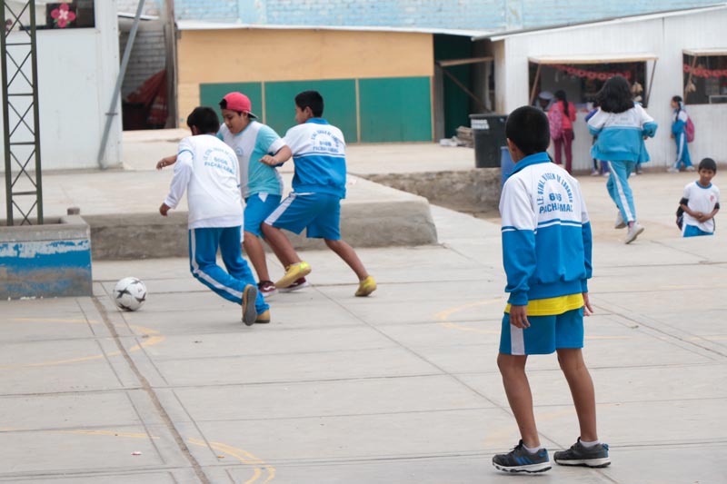 Boys playing soccer