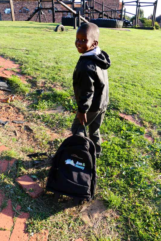 Boy off to kindergarten in South Africa
