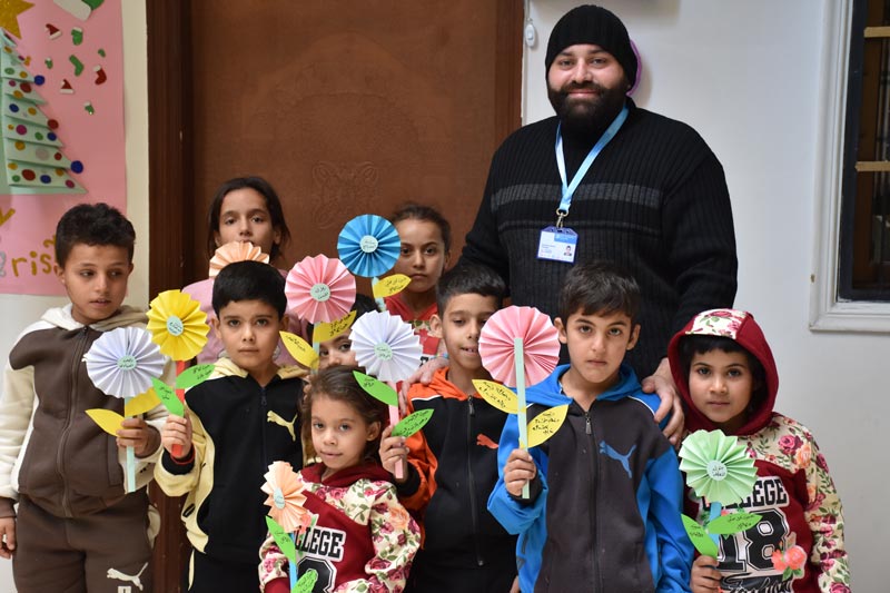 Children in a drop-in centre in Damascus