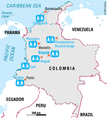 Map of SOS in Colombia - Sponsor a child in Colombia