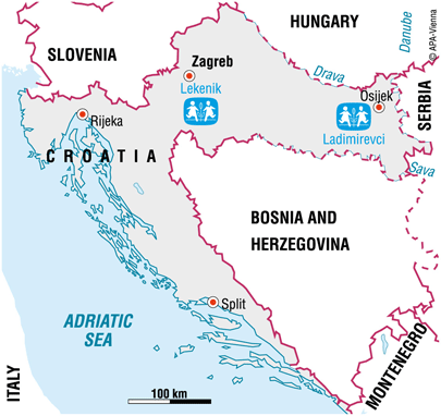 Map of SOS in Croatia - Sponsor a child in Croatia