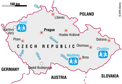 Map of SOS modern day orphanage in the Czech Republic