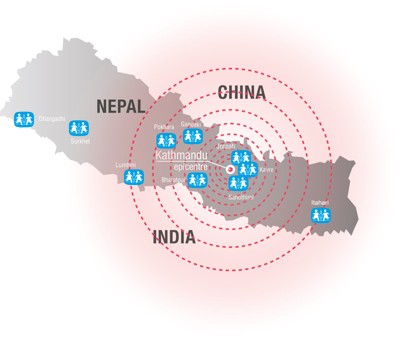Map of earthquake in Nepal 2015