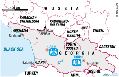 Map of SOS in Georgia - Sponsor a child in Georgia