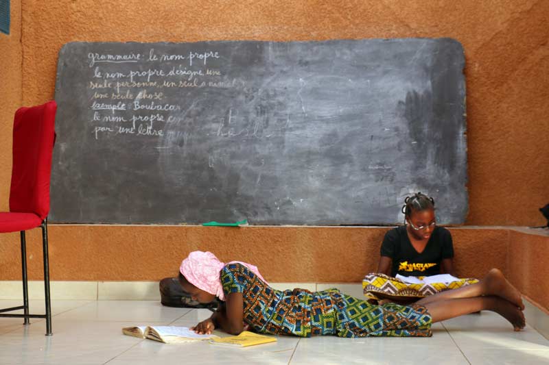 Girls doing homework