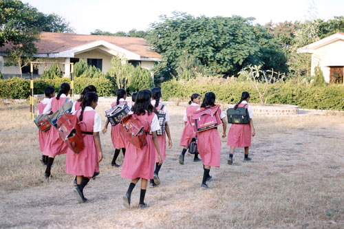 Girls returning from school in Latur, India