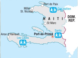 Map showing SOS Children's Villages in Haiti.