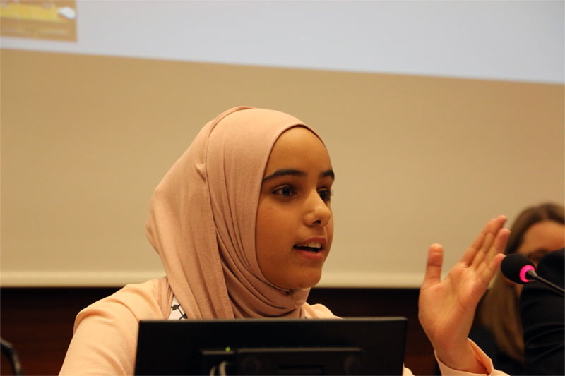Haneen speaks at the UN on child rights