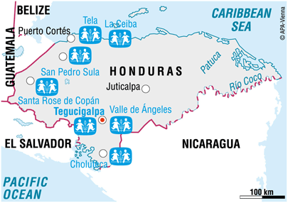 Map of SOS in Honduras - Sponsor a child in Honduras