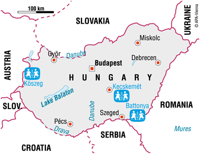 Map of SOS in Hungary - Sponsor a child in Hungary