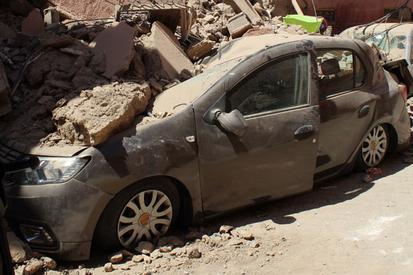 Destruction caused by the earthquake in Morocco.
