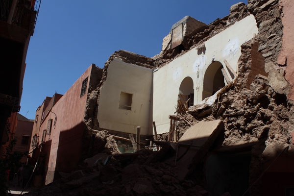 Destruction of homes caused by the earthquake in Morocco.
