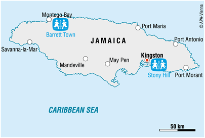 Map of SOS in Jamaica - Sponsor a child in Jamaica