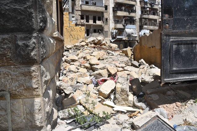 Destroyed buildings in Aleppo, Syria