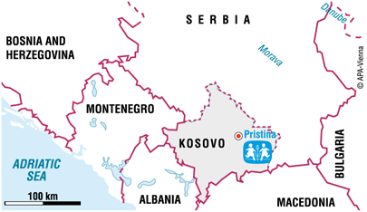 Map of SOS modern day orphanages in Kosovo