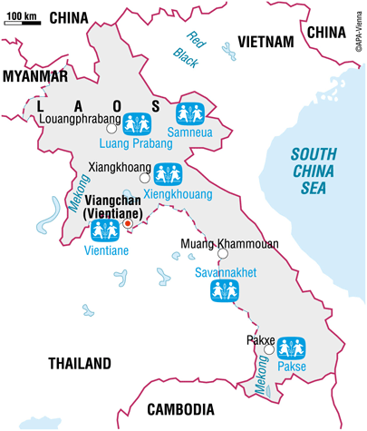 Map of SOS in Laos - Sponsor a child in Laos