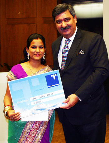 Maya Dhal receiving the Hermann Gmeiner Award for 2014