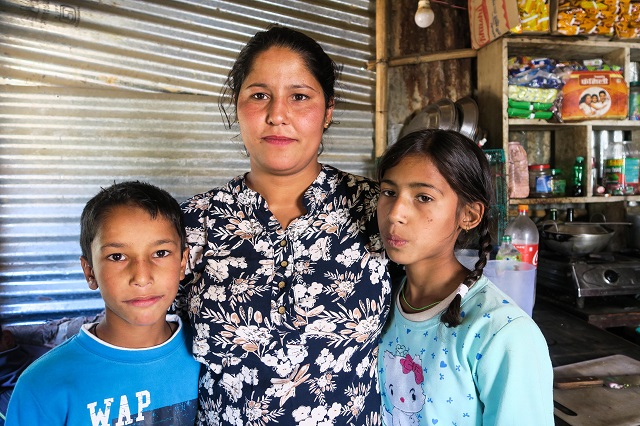 Sumitra with her two children.