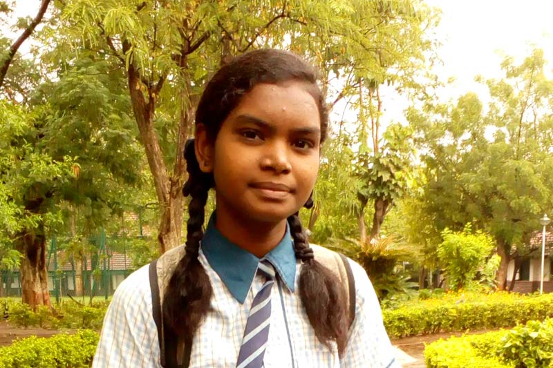 Girl in school uniform in India Girl in school uniform in India