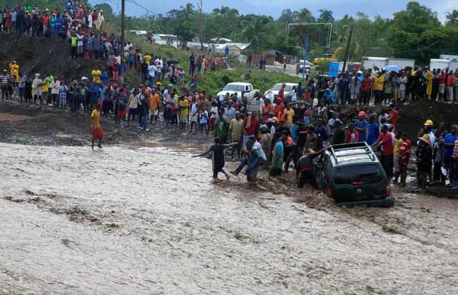Hurricane Matthew has left large parts of Haiti flooded