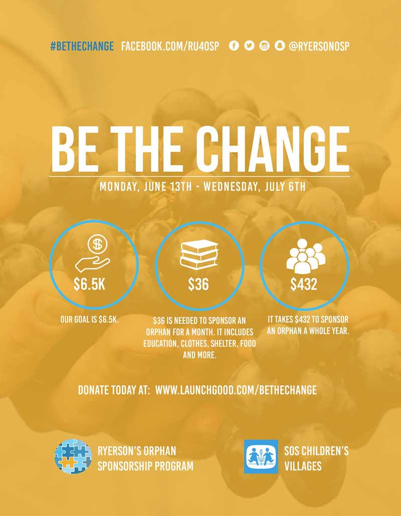 #BeTheChange - Programme de parrainage d'orphelins de Ryerson