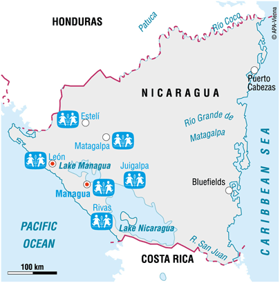 Map of SOS in Nicaragua - Sponsor a child in Nicaragua