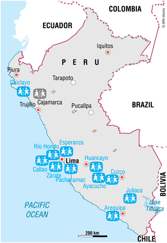 Map of SOS in Peru - Sponsor a child in Peru