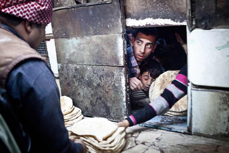 Pita bread being sold in Syria