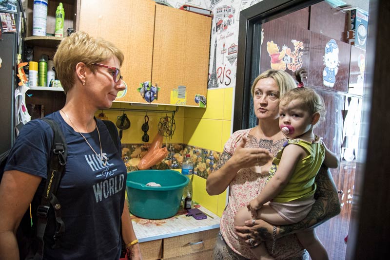 SOS staff with Mother and Daughter in Ukraine