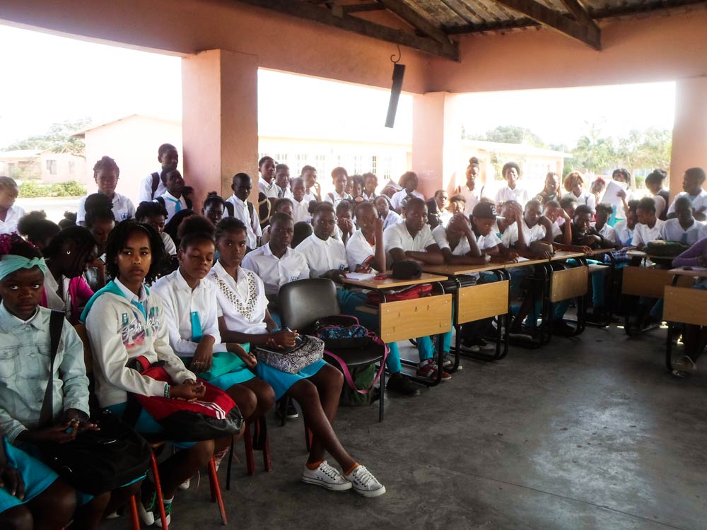 Children gathered for sensitisation on yellow fever. SL Benguela, Angola