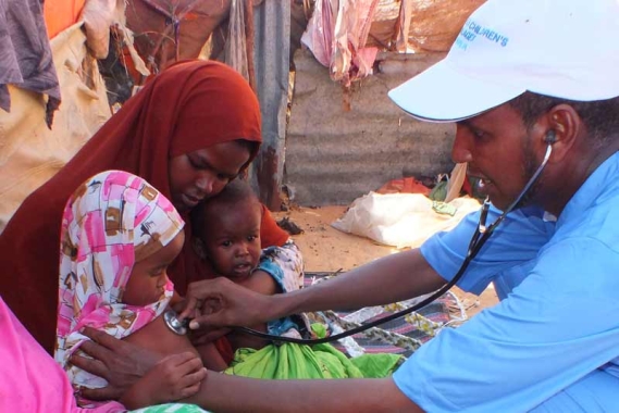 Children being checked for malnutrition