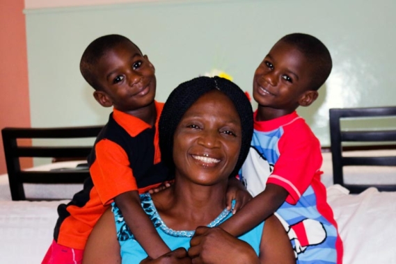 SOS mother with her two sons in Nigeria