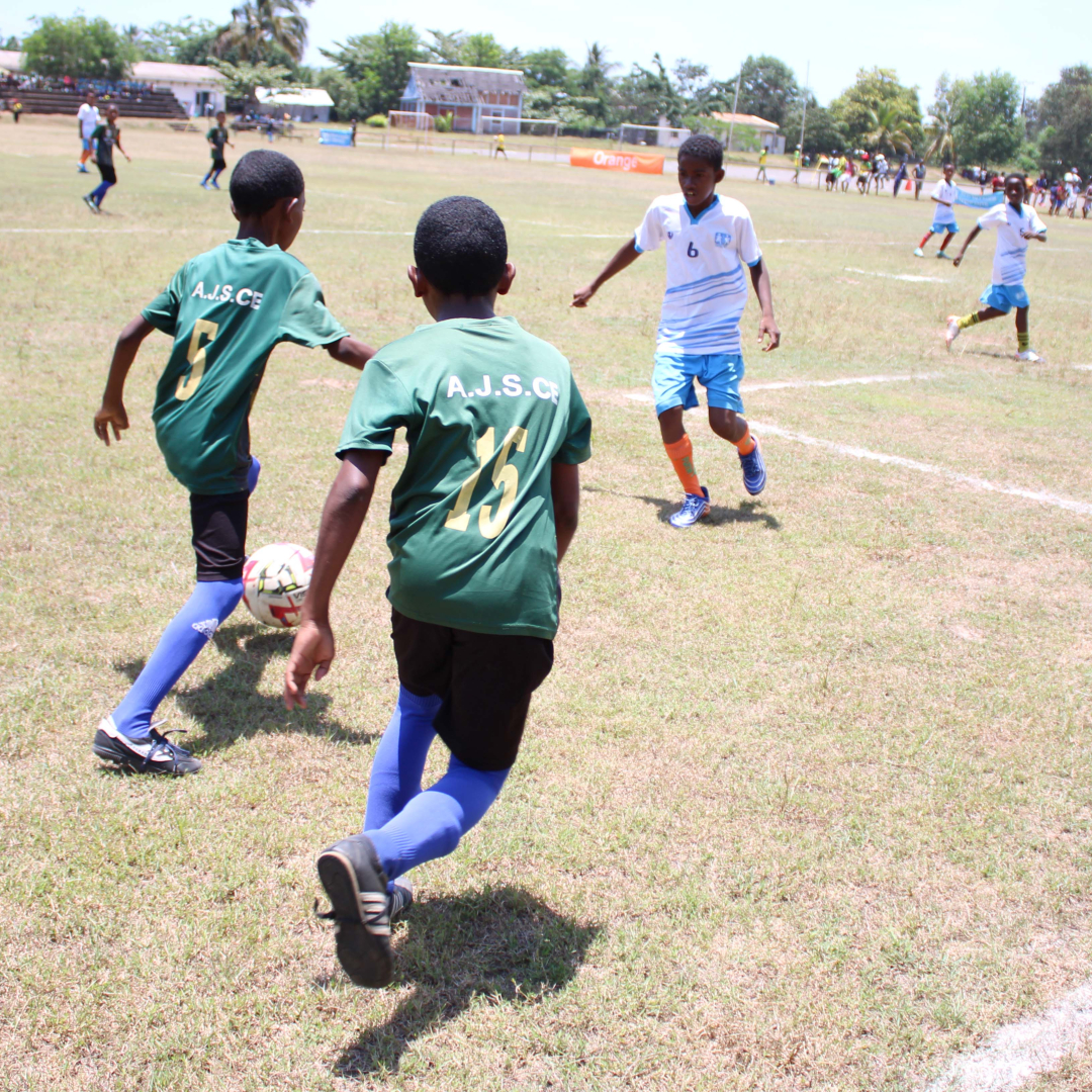A group of children playing soccer at SOS Children’s Villages Madagascar.