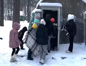 Children in Ukraine getting out of the cold