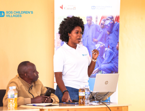 Meeting in Gisagara District with business and community partners participating in the Green Growth project in Rwanda.