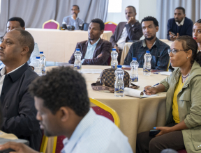 Participants attend an electric vehicle curriculum validation workshop in Ethiopia.