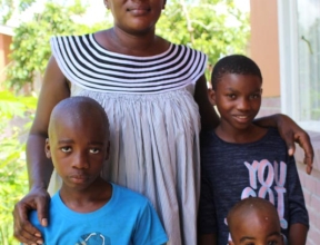 SOS mother Penny with Pius, Veila and Tulela