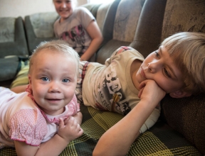 Infant smiling in Urkaine