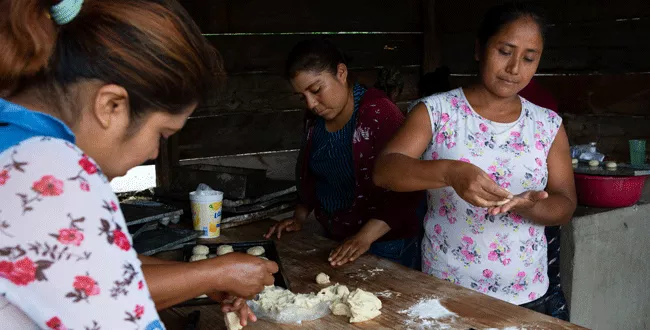 Making the dough balls for bread