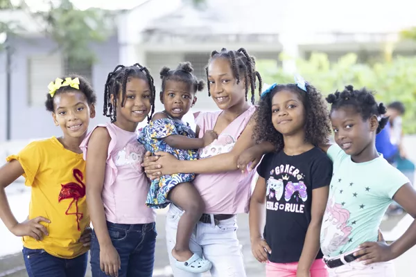 Girls smiling in Dominican Republic