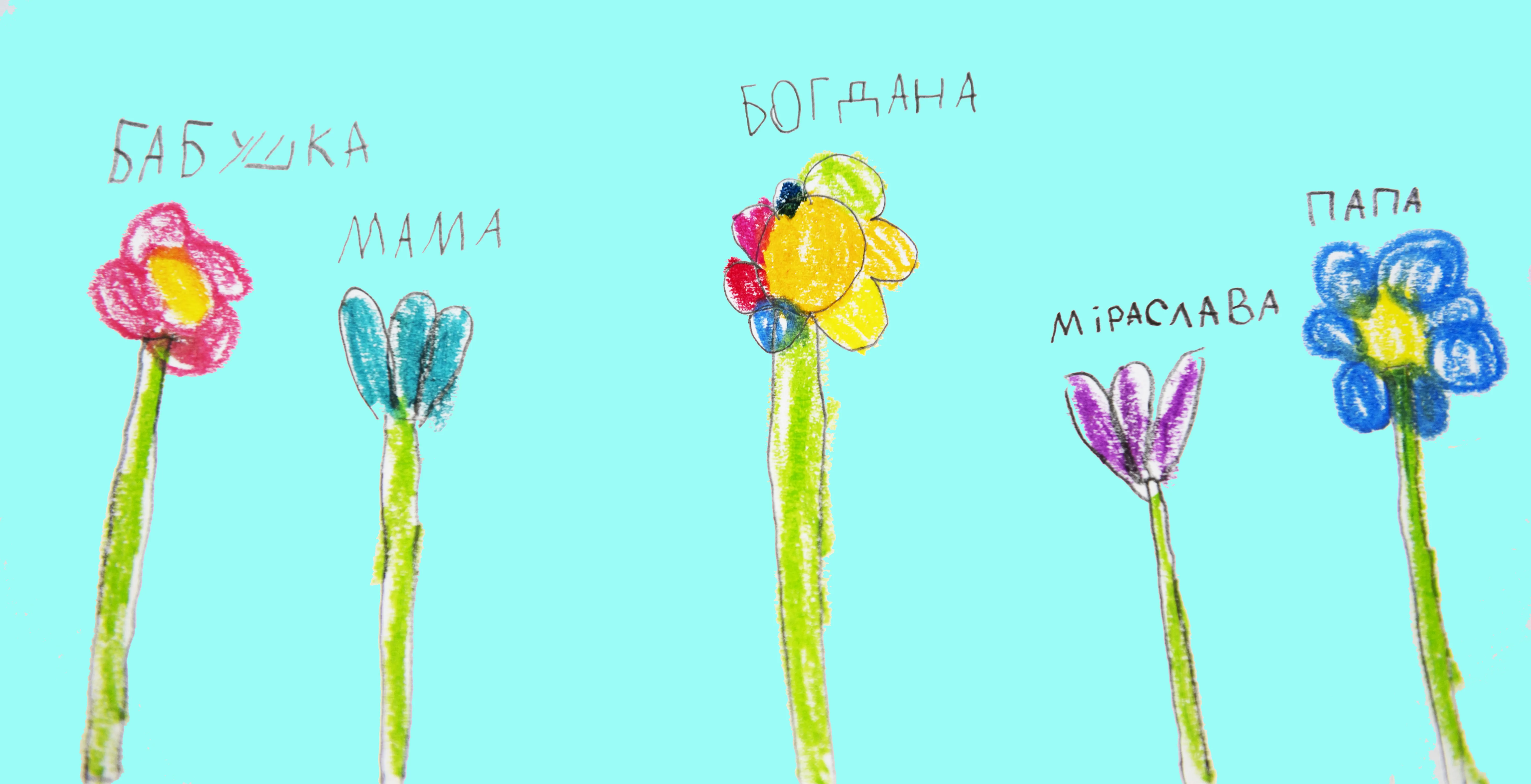 children's drawing of flowers