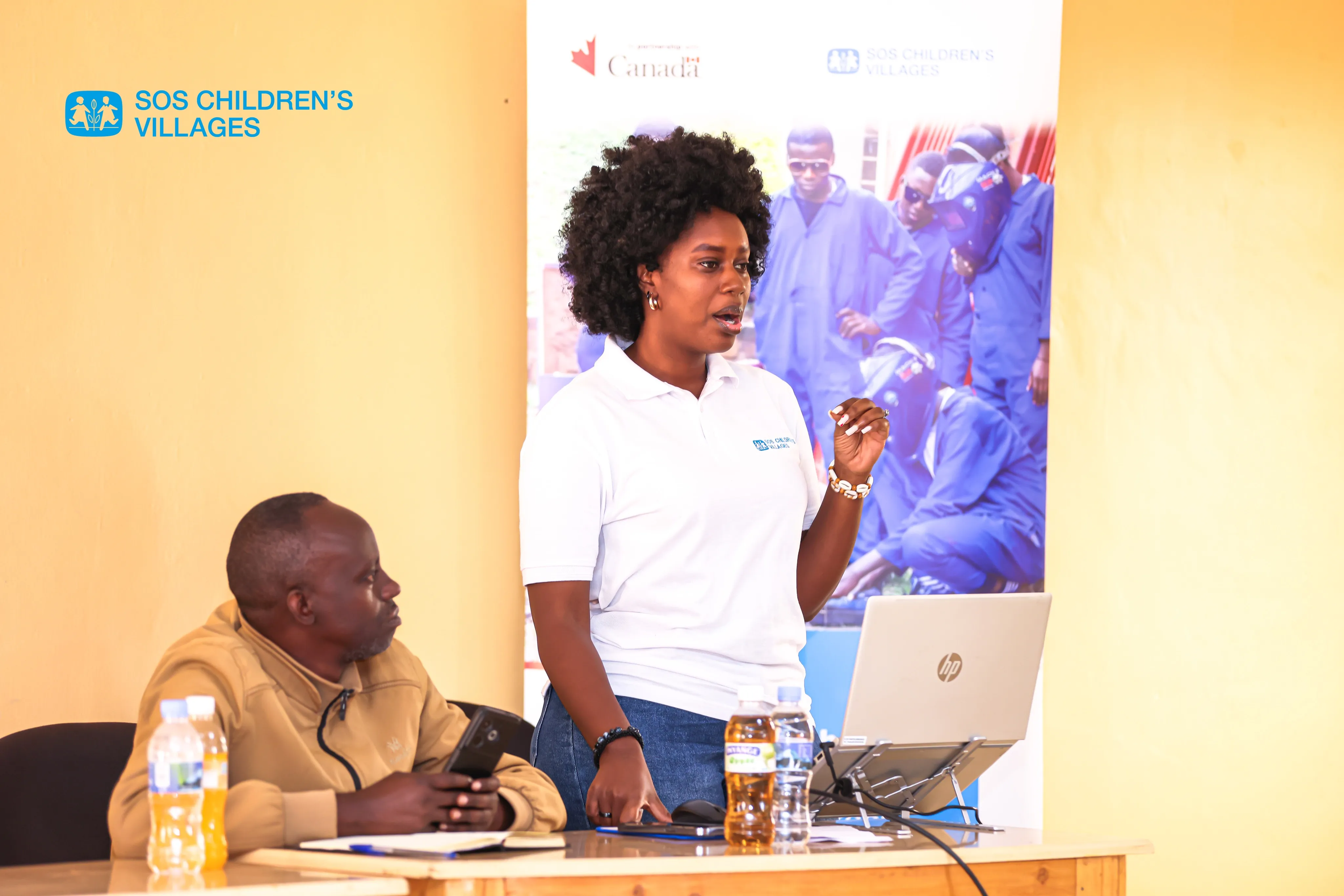 Meeting in Gisagara District with business and community partners participating in the Green Growth project in Rwanda.