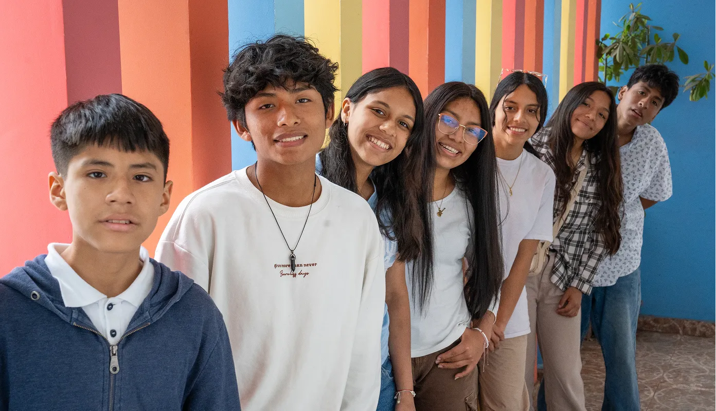 A group of teenagers together