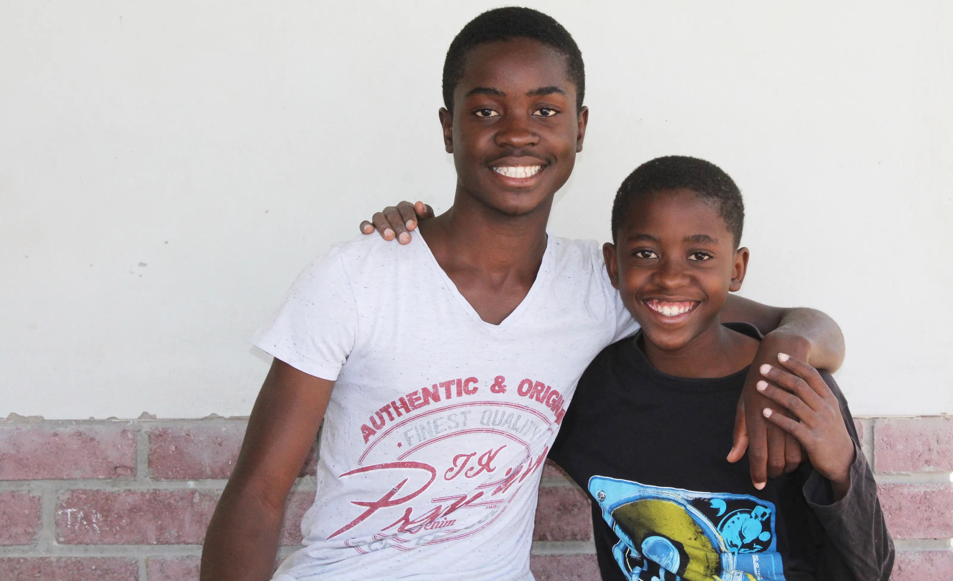 Ishmael with his brother in Namibia