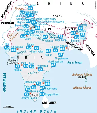 SOS in India Map